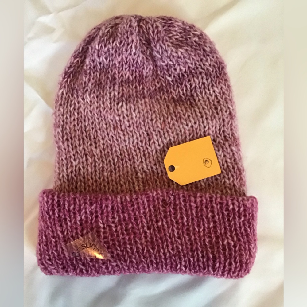 Elegant Knit Reversible Beanie in Shades Raspberry.